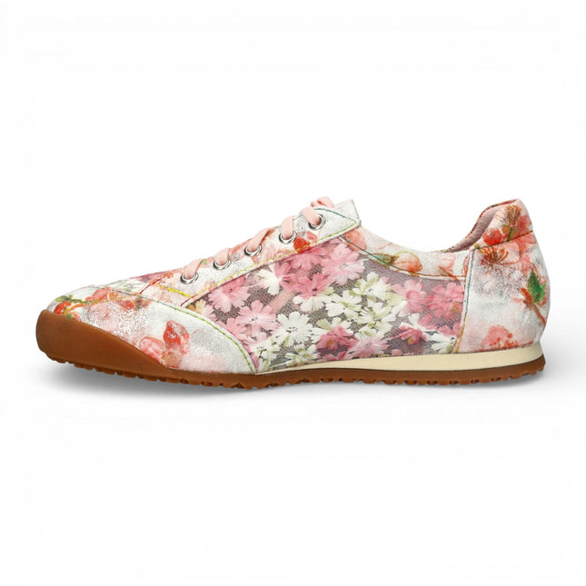 Laura Vita Women's Tivanao-05 Rose Pink Floral Leather Trainers Zip Sneaker Shoes