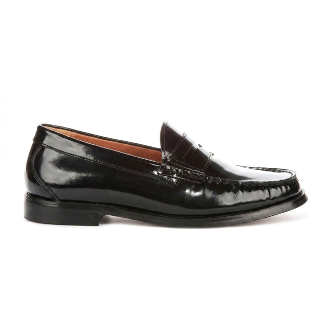 Justin Reess Men's Black Leather Penny Polished Loafers Shoes - Joseph