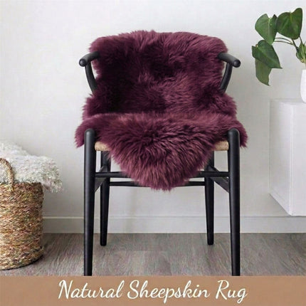 Genuine Burgundy Sheepskin Natural Silky Soft Fluffy Real Wool Rug