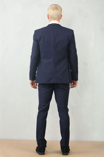 Men's Navy 3 Piece Formal Classic Prom Suit Workwear