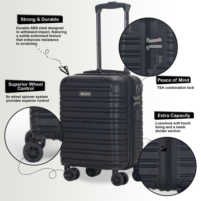 ABS Hardshell Underseat Cabin Suitcase 45 x 30 x 20 cm Luggage Suitable for Wizz Air