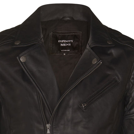 Mens Cross Zip Leather Biker Jacket - Gibraltar