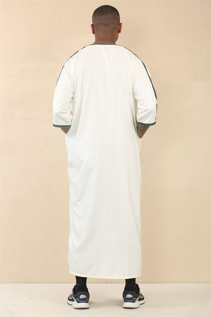 Men's White Moroccan Thobe Djellaba Jubba Robe Eid