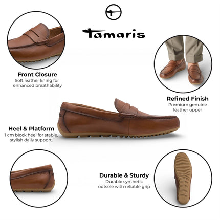 Tamaris Mens Brown Leather Moccasin Loafers Casual Shoes