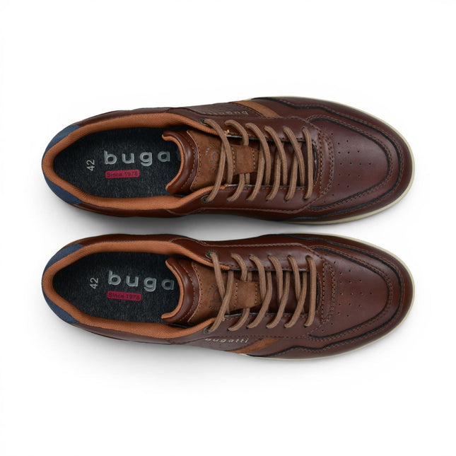 Bugatti Men's Brown Leather Fashion Comfort Trainer Shoes - Llopart
