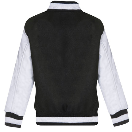 Kids Varsity Bomber Jacket with Real Leather Sleeves