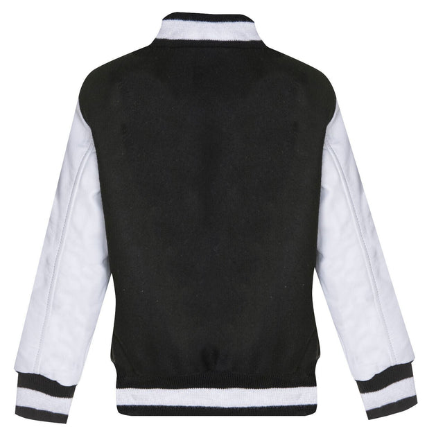 Kids Varsity Bomber Jacket with Real Leather Sleeves