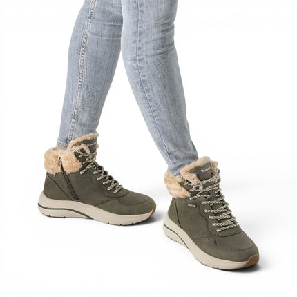 Tamaris Women’s Green Warm Winter Waterproof Lace-up Ankle Boots - 26278-45