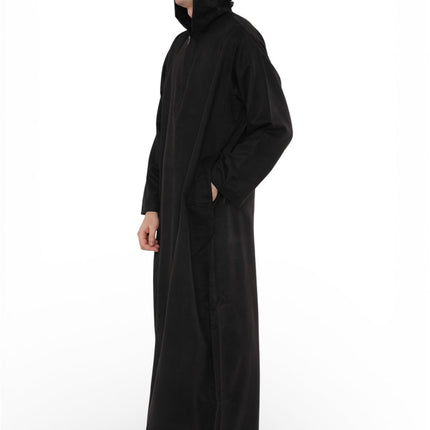 Men's Hooded Eid Black Moroccan Jubba Robe Ramadan Eid Thobe - HM12
