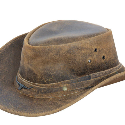 Cowboy Aussie Real Leather Hat Australian Tan Brown Western Outback Bush Hat