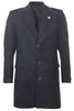 Men's Long Charcoal Wool Slim Fit Overcoat