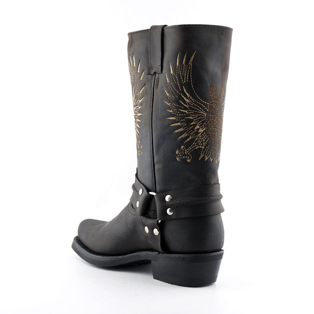 Grinders Mens Brown Leather Cowboy Boots - Bald Eagle
