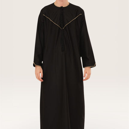 Men's Ramadan Black Moroccan Jubba Robe Djellaba Eid Thobe - TT-007