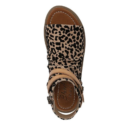 Blowfish Malibu Women's Brown Leopard Strappy Low Wedge Sandals - Denver