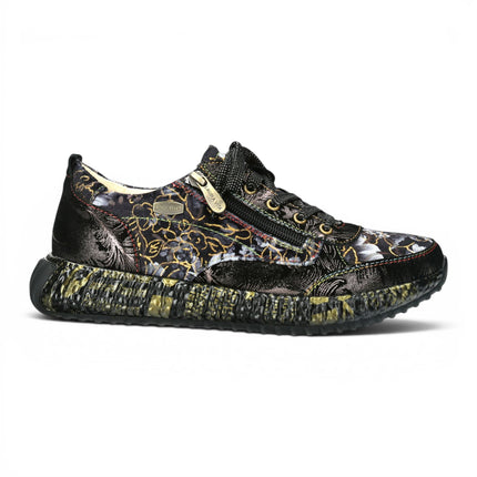 Laura Vita Women's Goth Victorian Floral Black Leather Trainer Sneaker - Burton-43
