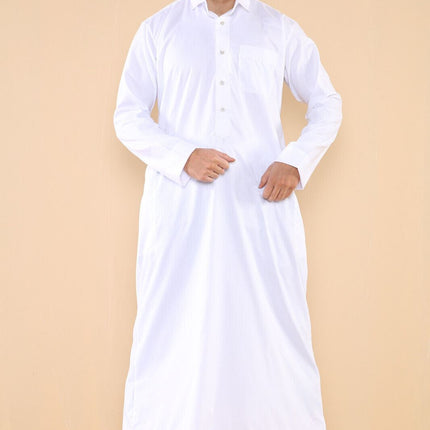 Mens White Thobe Jubba Saudi Ramadan Eid Islamic Kaftan Kaudara Arabic Jubbah