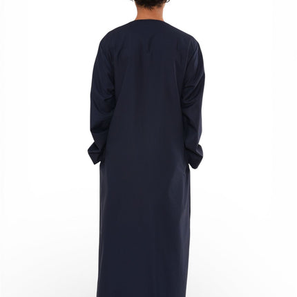 Kids Boys Eid Navy Blue Moroccan Jubba Robe Djellaba Ramadan Eid Thobe - K-HM11