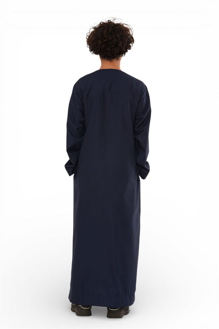 Kids Boys Eid Navy Blue Moroccan Jubba Robe Djellaba Ramadan Eid Thobe - K-HM11
