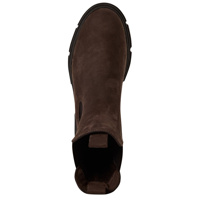 Tamaris Womens Mocca Brown Leather Classic High Pull-On Chelsea Ankle Boots