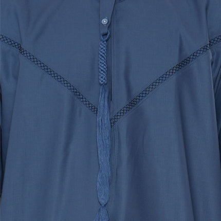Men's Eid Blue Moroccan Thobe Robe Djellaba Ramadan Eid Jubba- HM10