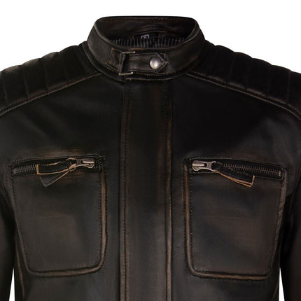 Mens Vintage Leather Retro Biker Jacket - Milan