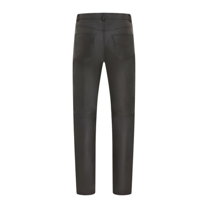 Mens Black Lamb Leather 501 Biker Jeans - Istanbul