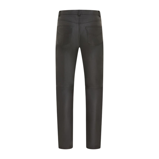 Mens Black Lamb Leather 501 Biker Jeans - Istanbul