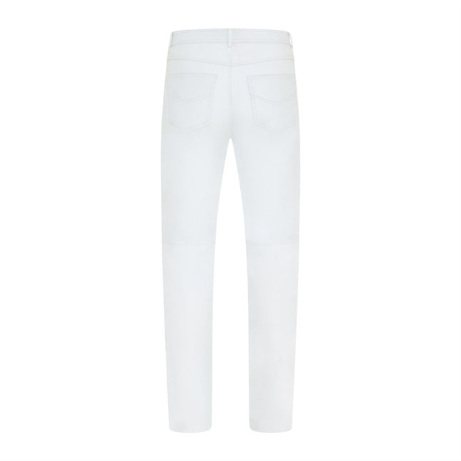 Mens White Lamb Leather 501 Biker Jeans - Istanbul