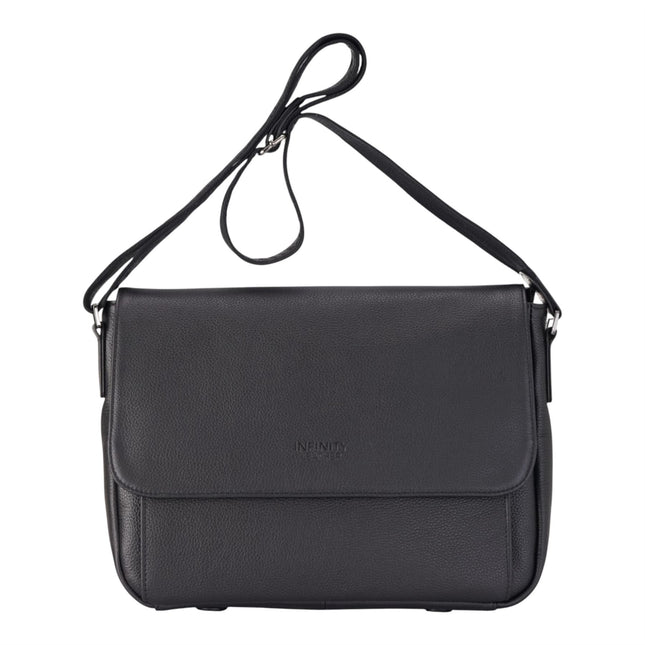 Genuine Leather Black Laptop Bag Travel Work Messenger Satchel - Camden