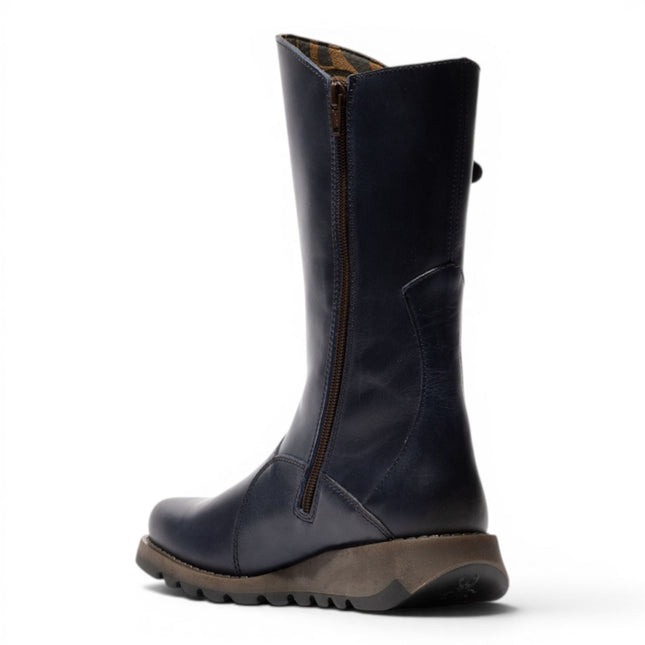 Fly London Womens Blue Leather Mid-Calf Long Boots - MES2913