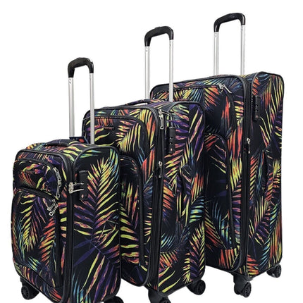Lightweight Print Suitcases 8 Wheel Luggage Travel Soft Bags Set