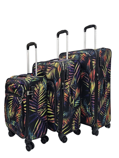 Lightweight Print Suitcases 8 Wheel Luggage Travel Soft Bags Set