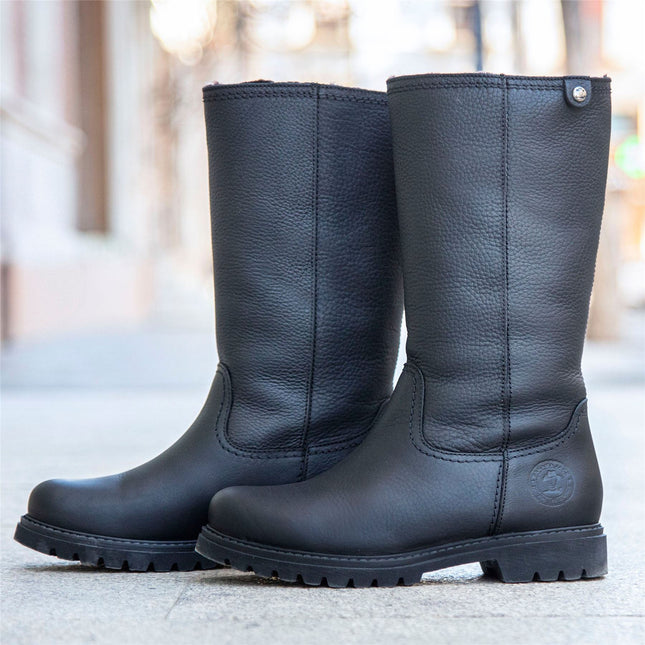 Panama Jacks Women's Black Bambina B60 Leather High Boots