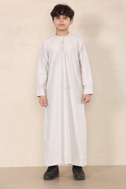 Boy's Kids Beige Thobe Emirati Jubba Islamic Clothing Kaftan Eid String Tassel