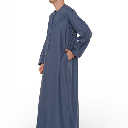 Men's Eid Blue Moroccan Jubba Robe Djellaba Ramadan Eid Thobe - HM11