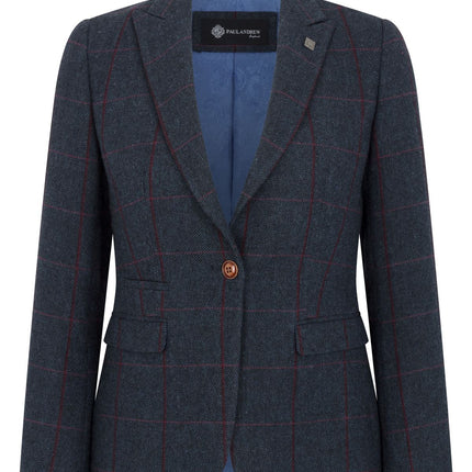 Women's Navy Tweed Tailored Fit Formal Blazer