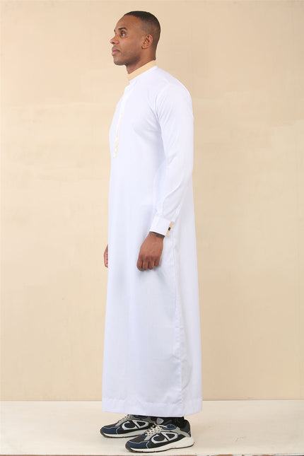 Men's White Thobe Arab Saudi Emirati Islamic Clothing Jubba Robe