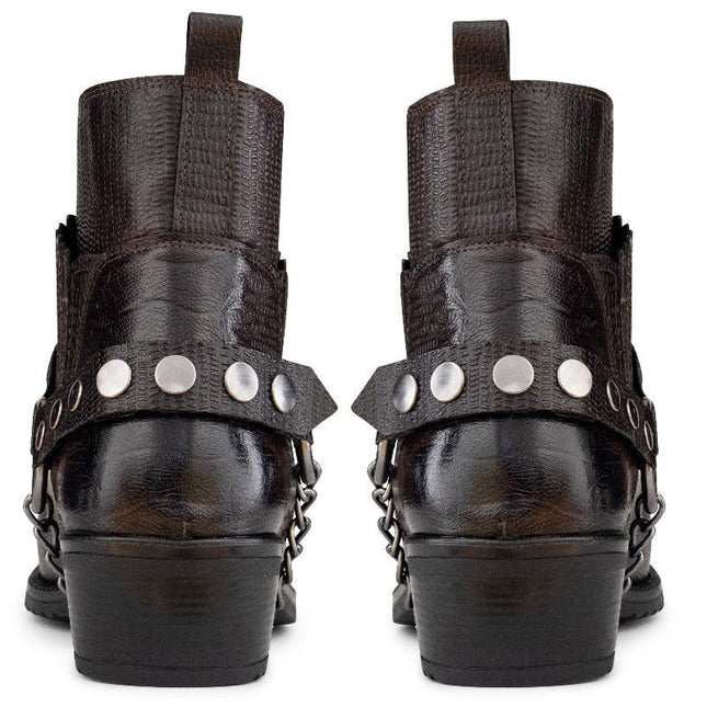 Men's Brown Leather Winklepicker Western Gothic Boots