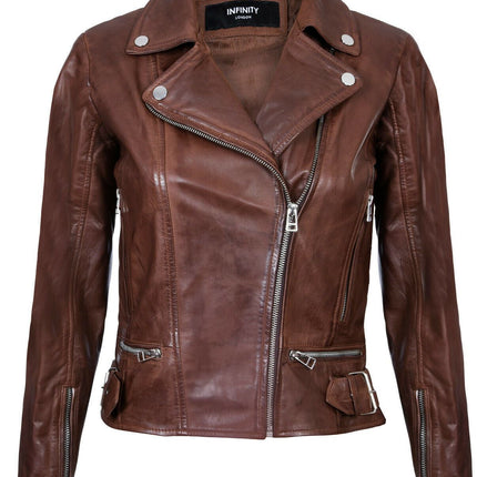 Womens Leather Biker Jacket-Stockholm
