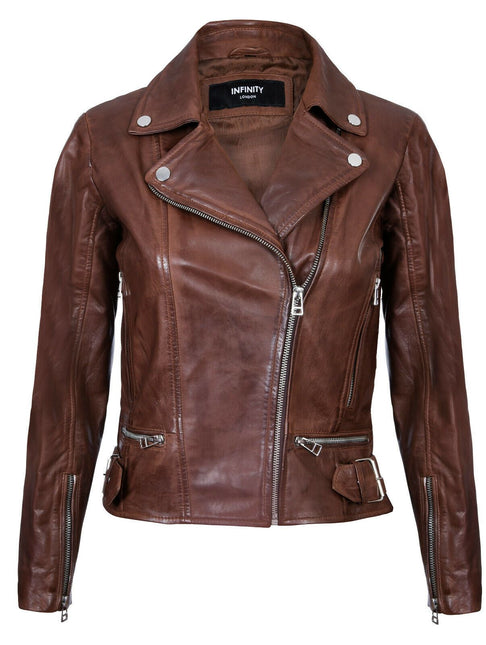Womens Leather Biker Jacket-Stockholm