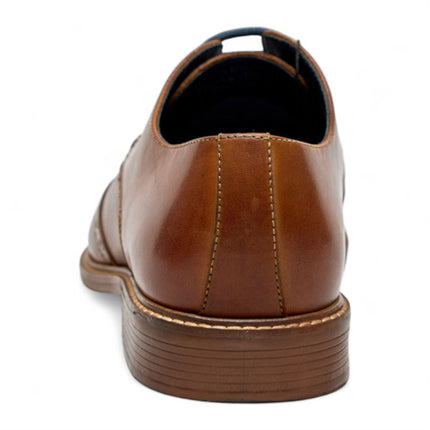 Ben Sherman Men's Tan Leather Wingtip Oxford Brogue Dress Shoes - Andy