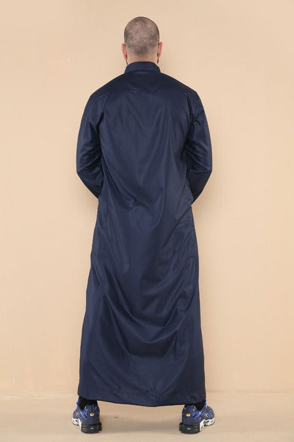 Mens Navy Thobe Jubba Saudi Ramadan Eid Islamic Kaftan Kaudara Arabic Jubbah