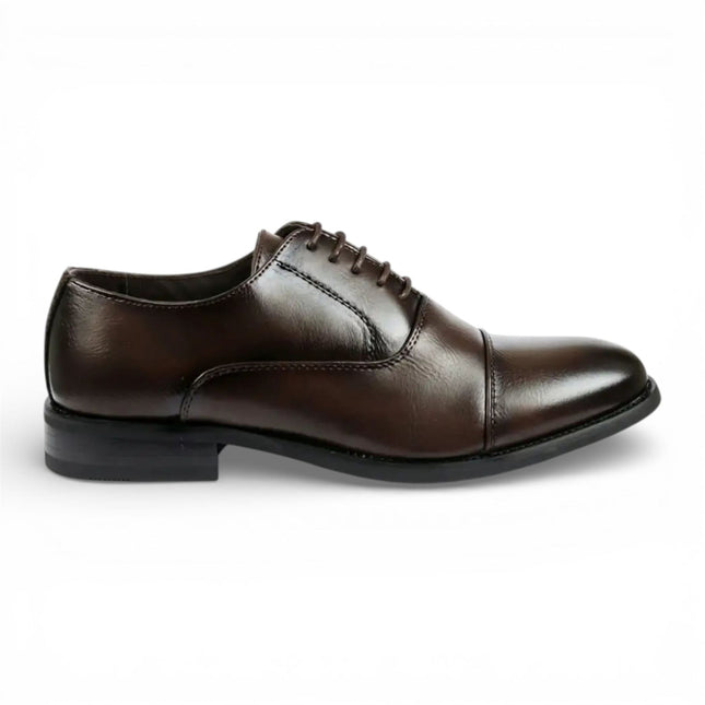 Men's Brown Classic Cap-Toe Oxford Formal Lace-Up Brogue Shoes