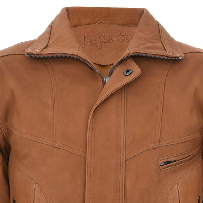 Mens Classic Harrington Bomber Leather Jacket-Minsk