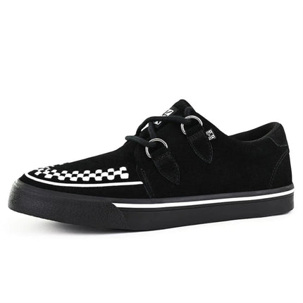 TUK Pointed Creeper Sneaker Black White Suede Platform Shoes - A9182