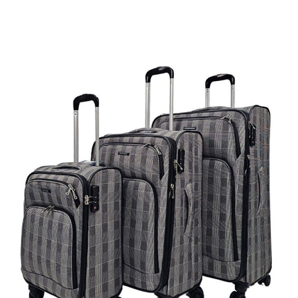 Lightweight Print Suitcases 8 Wheel Luggage Travel Soft Bags Set