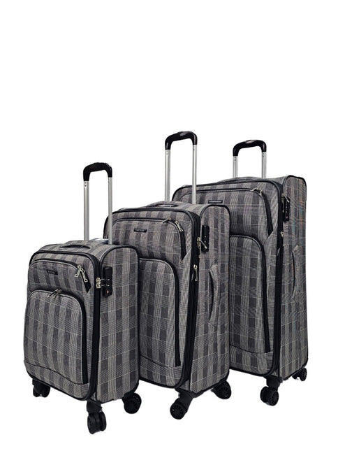 Lightweight Print Suitcases 8 Wheel Luggage Travel Soft Bags Set