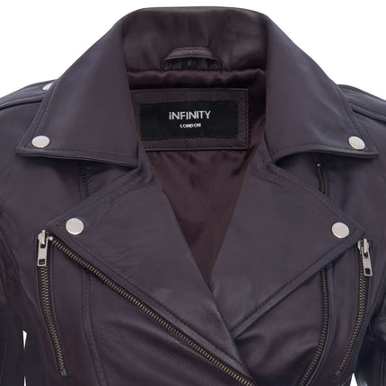 Womens Leather Brando Biker Jacket-Orlando