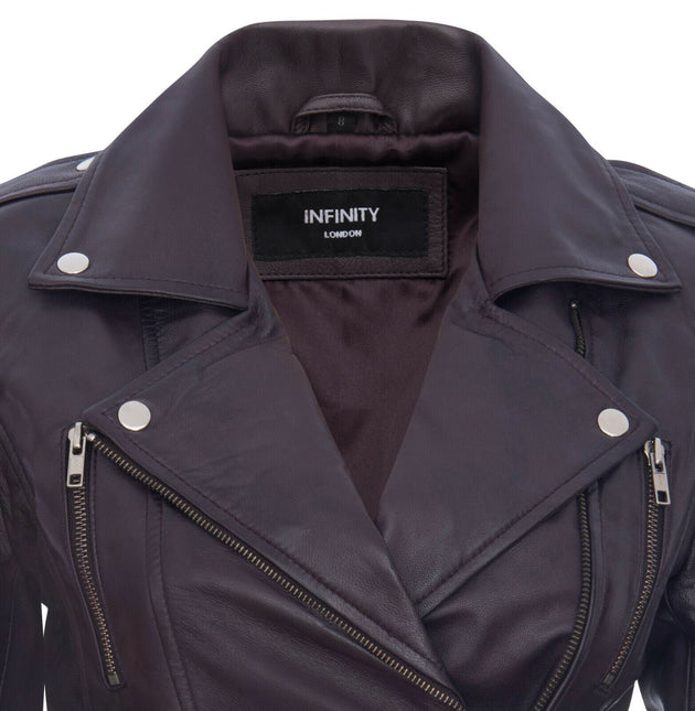 Womens Leather Brando Biker Jacket-Orlando