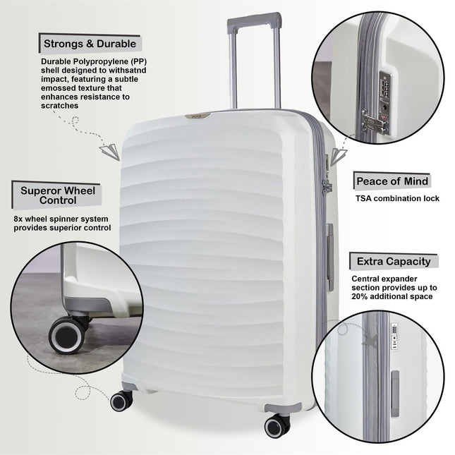 Hard Shell Classic Suitcase 8 Wheel Cabin Luggage Trolley Travel Bag